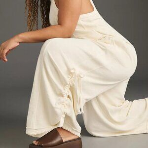 NEW ANTHROPOLOGIE Daily Practice Horizon Wide-Leg Knit Jumpsuit Ivory